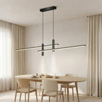 Linear LED Pendant Light – hung above an oval dining table