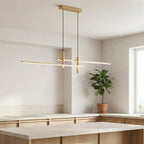 Linear LED Pendant Light – lit above a kitchen island in a modern kitchen