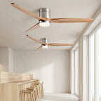 Walnut & Wood Tone Ceiling Fan with Light – two fans mounted above a breakfast bar