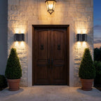 Black Up & Down Outdoor Wall Light – pair either side of a wooden door