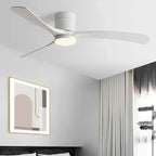 Nordic Six Speed Ceiling Fan with LED Light – white finish with white blades in a bedroom