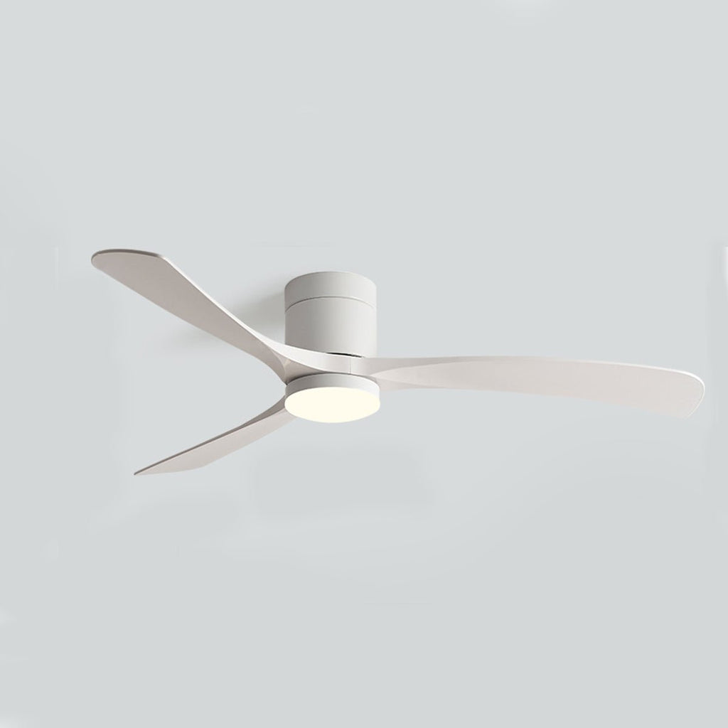 Nordic Six Speed Ceiling Fan with LED Light – white finish with white blades, side profile