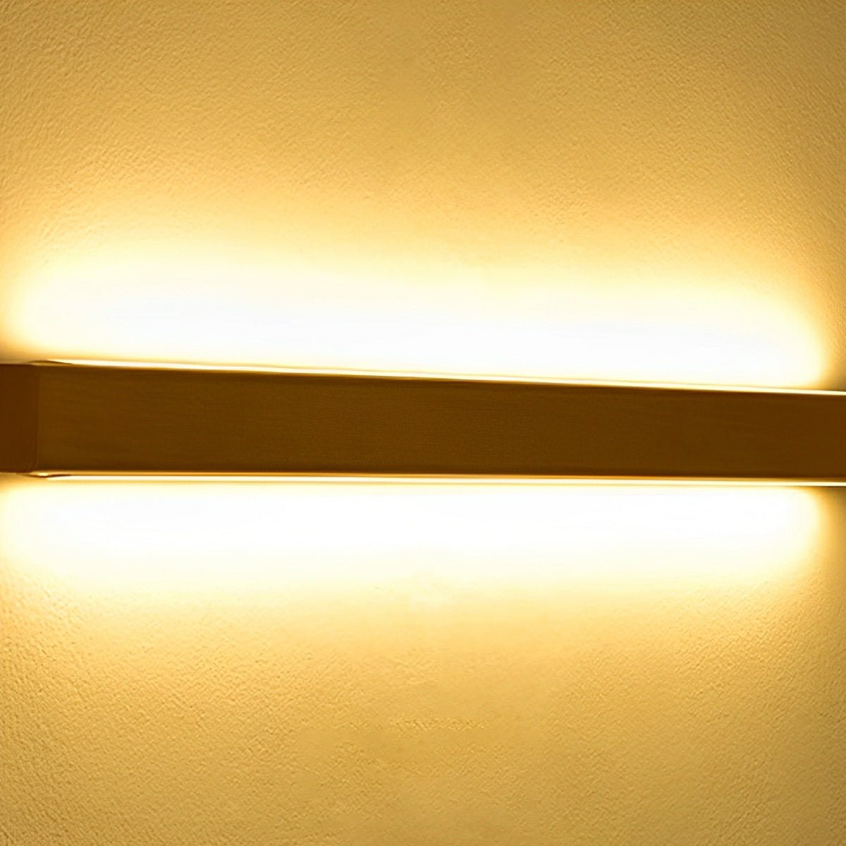 Wooden Up & Down LED Wall Light – close-up, warm light glowing above and below
