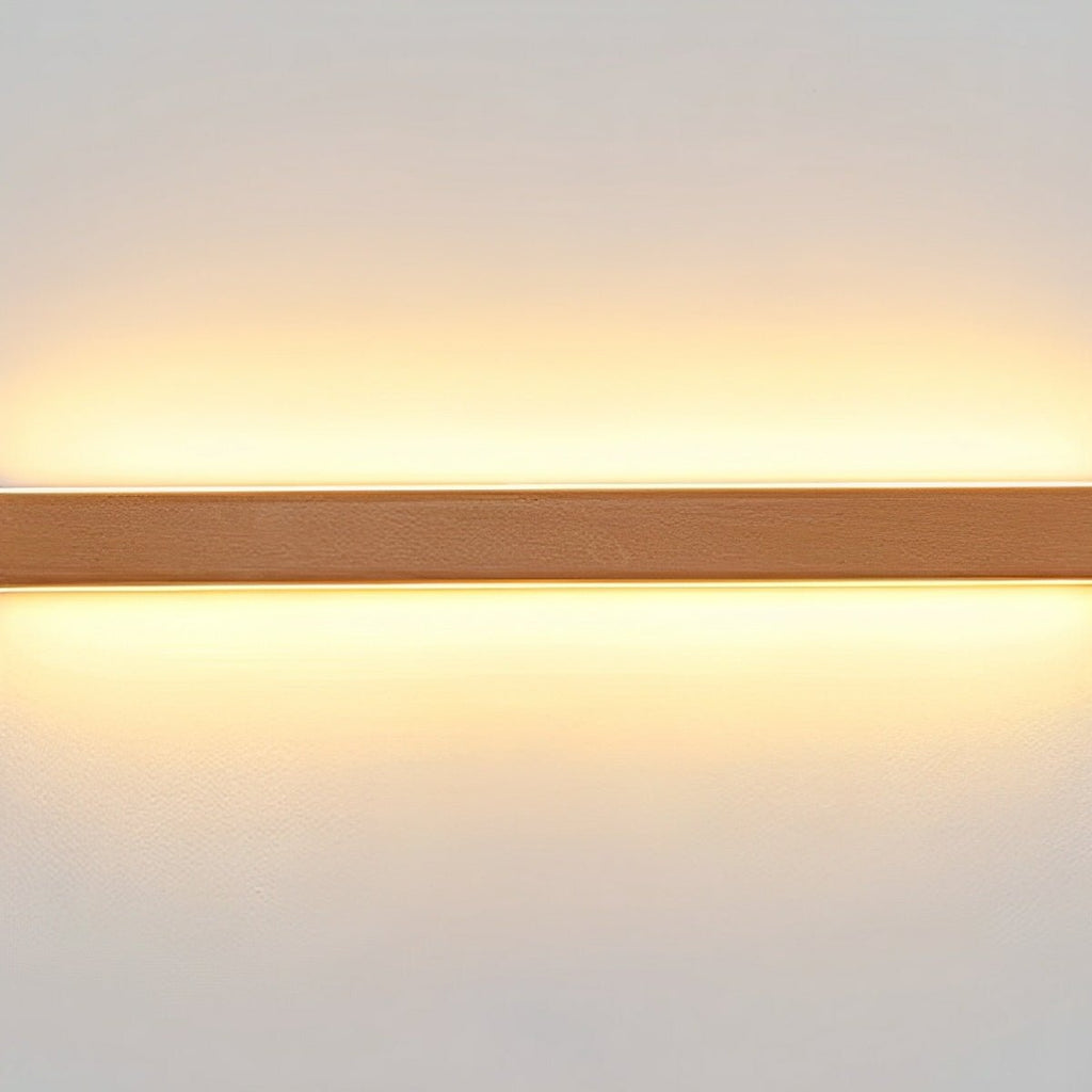 Wooden Up & Down LED Wall Light – close-up of the wood grain and metal edge