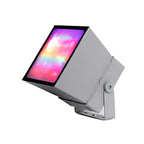 Outdoor RGB LED Tree Spotlight – angled view showing multicolour light, white background