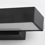 Rectangular Motion Sensor Outdoor Wall Light – close-up angled view of the black casing