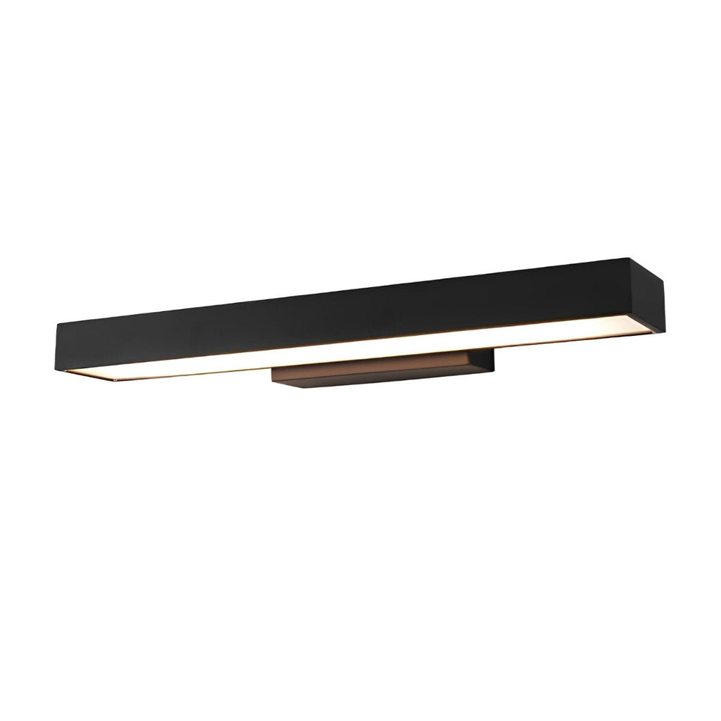 Rectangular Motion Sensor Outdoor Wall Light – close-up of the black finish, white background