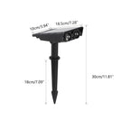Solar Zoom Garden Spotlight – dimensions diagram, 18.5 by 10 cm head