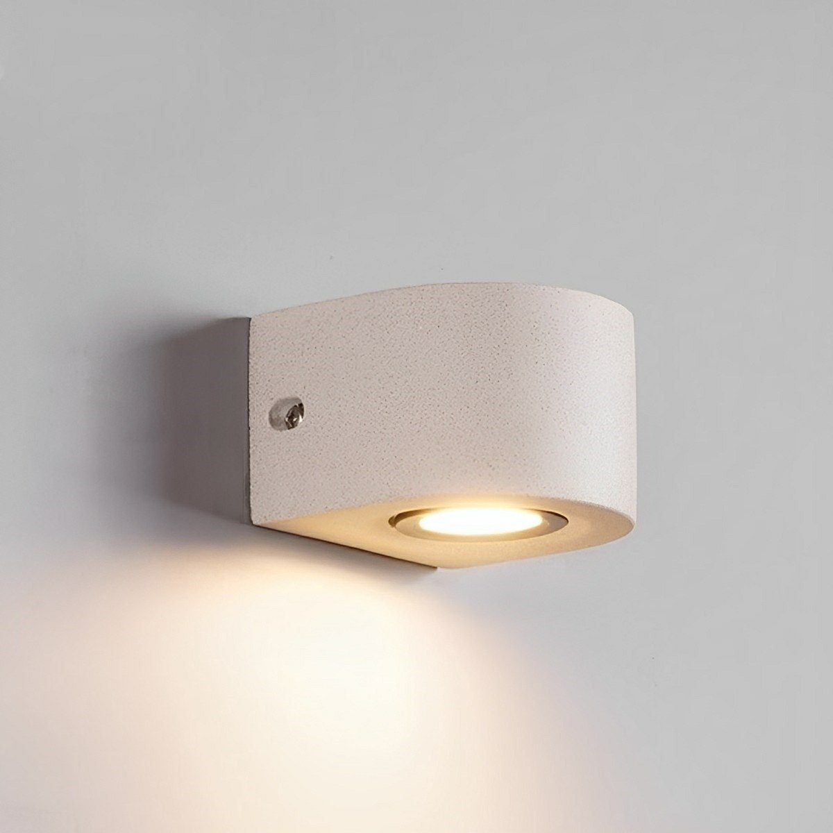 Concrete Outdoor LED Wall Light – white background, single downward beam