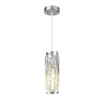 Crystal Glass Pendant Chandelier – single chrome-finish pendant, white background