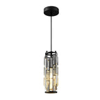 Crystal Glass Pendant Chandelier – single black-finish pendant, white background
