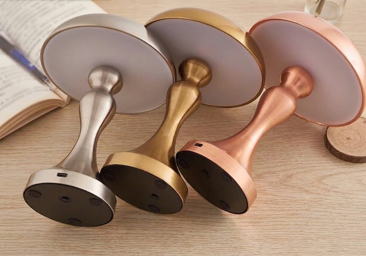 Rune Table Lamp – three colour finishes laid on their sides