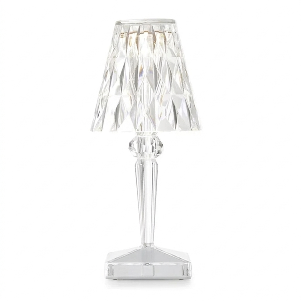 Kira Crystal Lamp – white background, clear finish