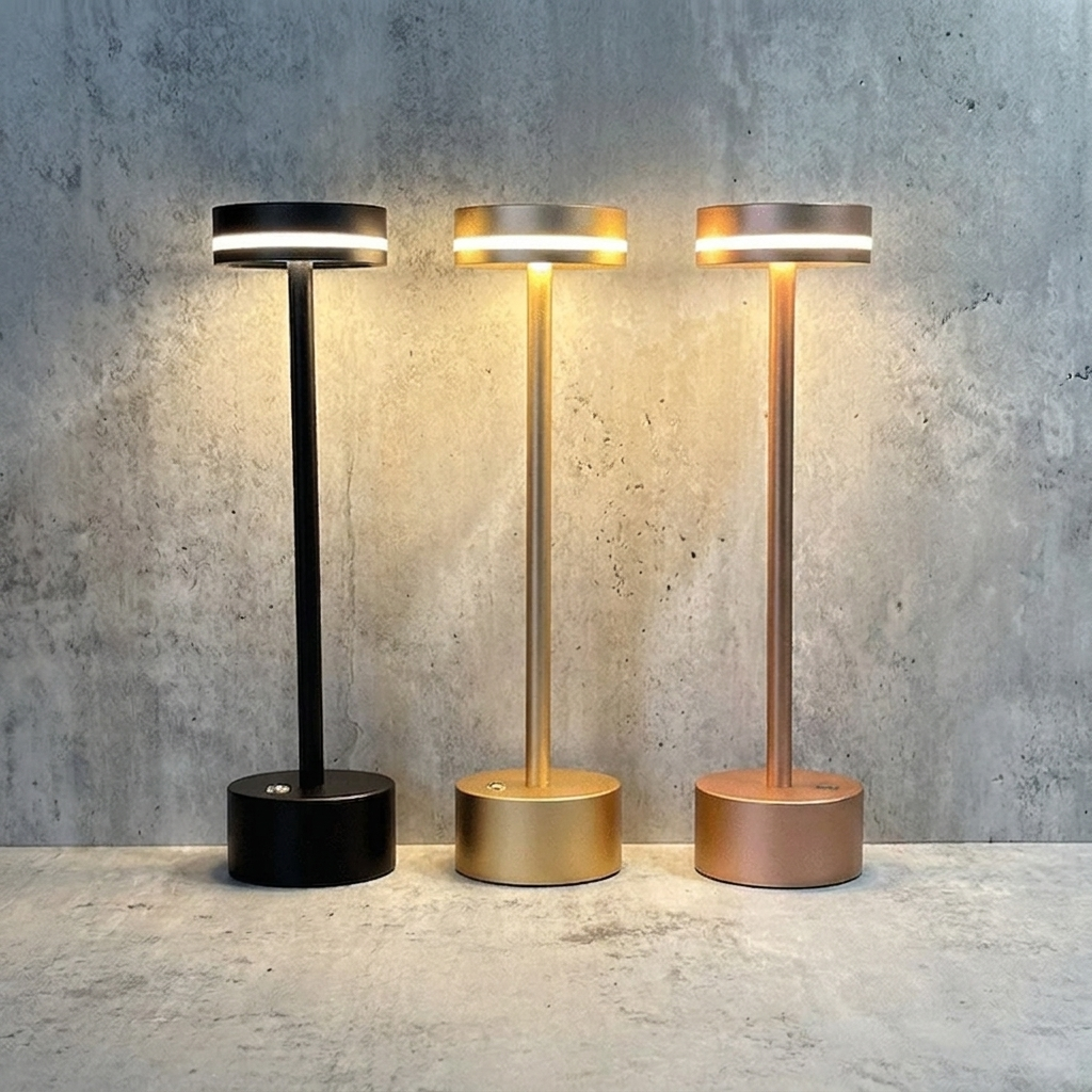 Halden Cordless Table Lamp – three colour finishes side by side