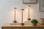 Halden Cordless Table Lamp – three lamps at different heights on a sideboard
