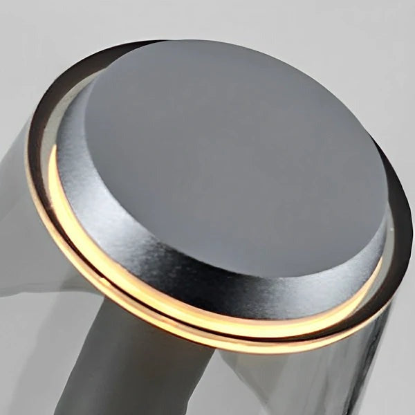 Fen Mushroom Touch Lamp – close-up of the touch-control top, silver finish