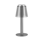 Fen Mushroom Touch Lamp – unlit, white background, silver finish