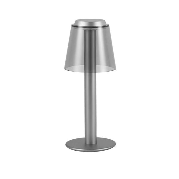 Fen Mushroom Touch Lamp – unlit, white background, silver finish