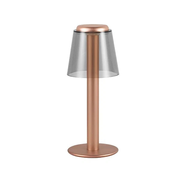 Fen Mushroom Touch Lamp – unlit, white background, rose gold finish