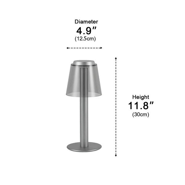 Fen Mushroom Touch Lamp – dimensions diagram, 12.5 cm diameter, 30 cm height