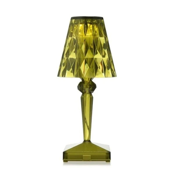 Kira Crystal Lamp – white background, olive green finish