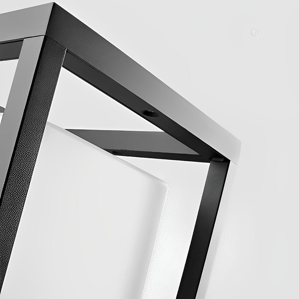 Square Black Solar Fence Post Light – close-up of the frame joint, white background