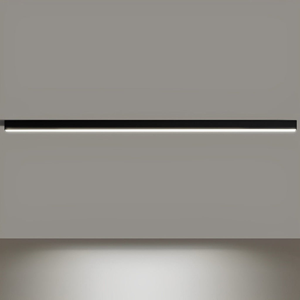 Slim Dimmable LED Linear Ceiling Light – angled view lit against a plain wall