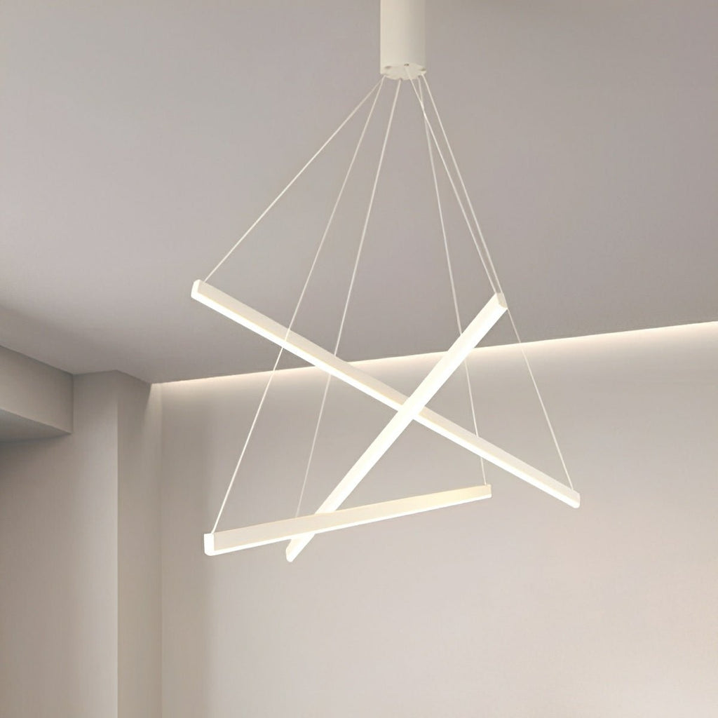 White Linear LED Chandelier – dimensions diagram, 150 cm height