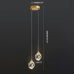 Brass & Crystal Dimmable Pendant Light – dimensions diagram, two-light cluster, 200 cm drop