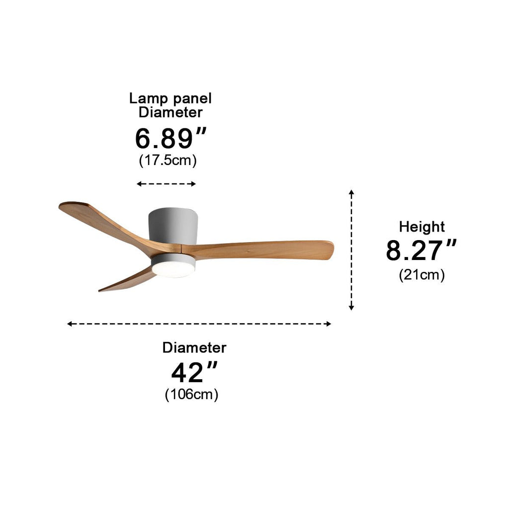 Wood Grain Inverter Ceiling Fan with Light – dimensions diagram, 106 cm diameter