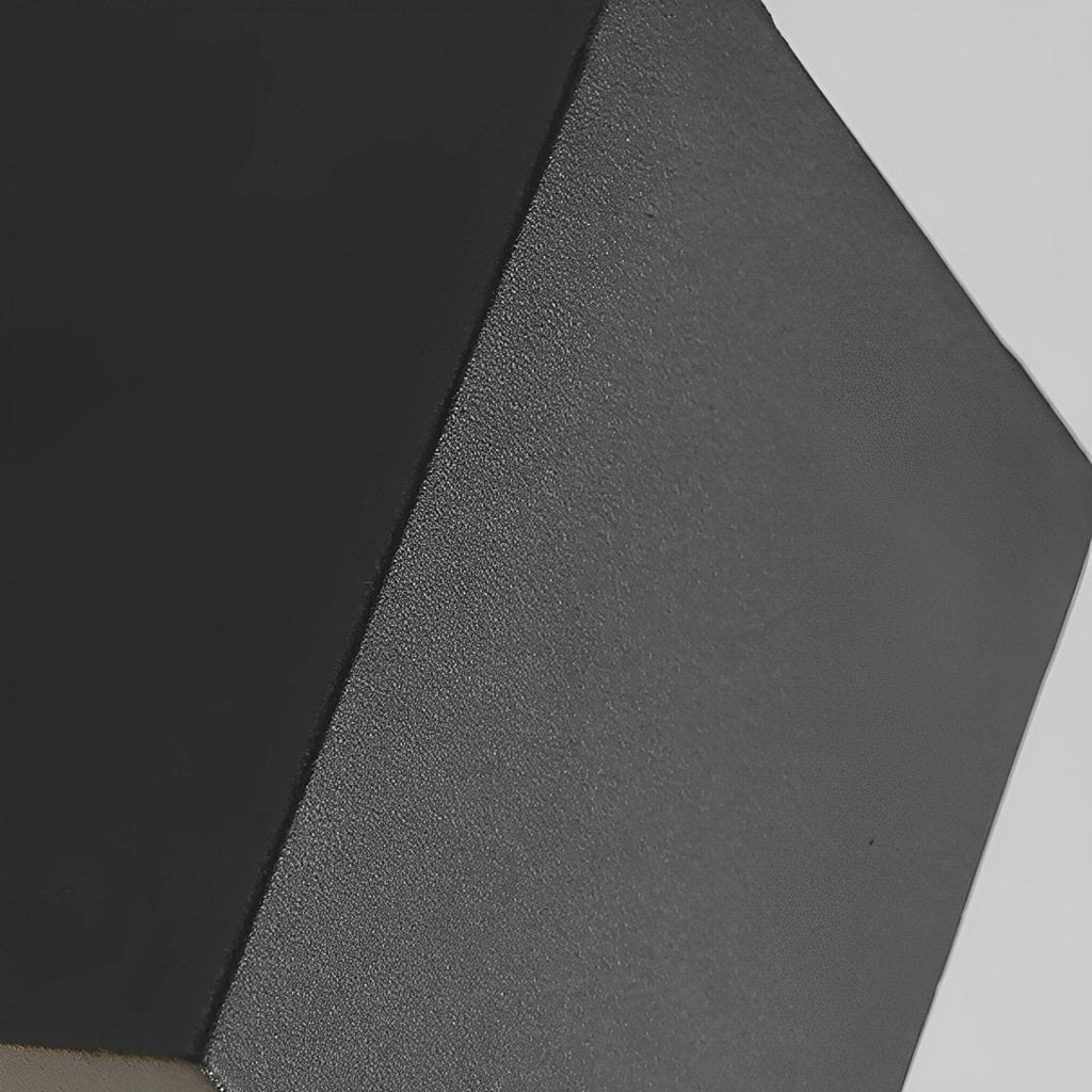 Square Outdoor Up & Down Wall Light – extreme close-up of the matte black finish