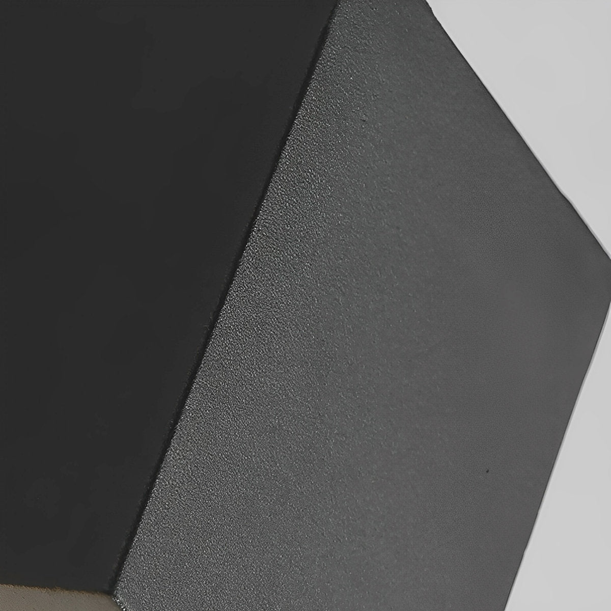 Square Outdoor Up & Down Wall Light – extreme close-up of the matte black finish