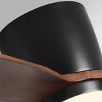 Scandinavian Wood Finish Ceiling Fan with Light – close-up of the black motor housing edge