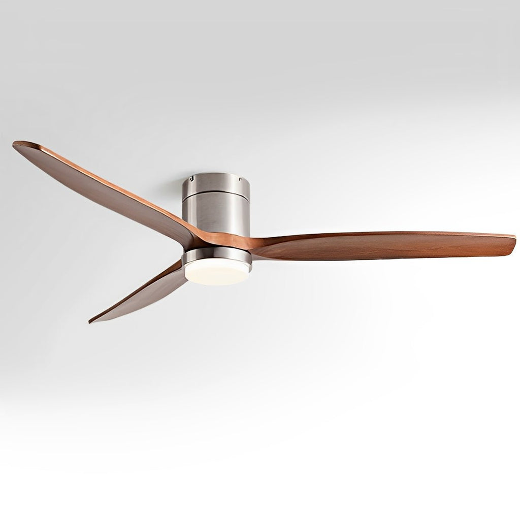 Walnut & Wood Tone Ceiling Fan with Light – dark wood blades on a white background