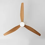 Walnut & Wood Tone Ceiling Fan with Light – top-down view on a plain background