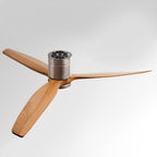 Walnut & Wood Tone Ceiling Fan with Light – light wood blades on a white background