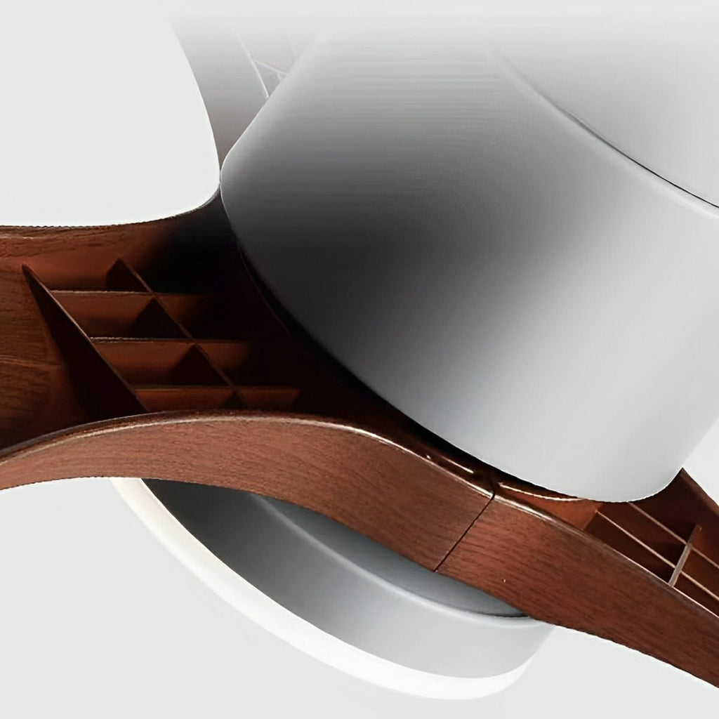 Nordic Six Speed Ceiling Fan with LED Light – close-up of the motor housing and blade joint