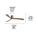 Nordic Six Speed Ceiling Fan with LED Light – dimensions diagram, 142 cm diameter