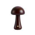 Otto Mushroom Table Lamp – white background, dark walnut finish
