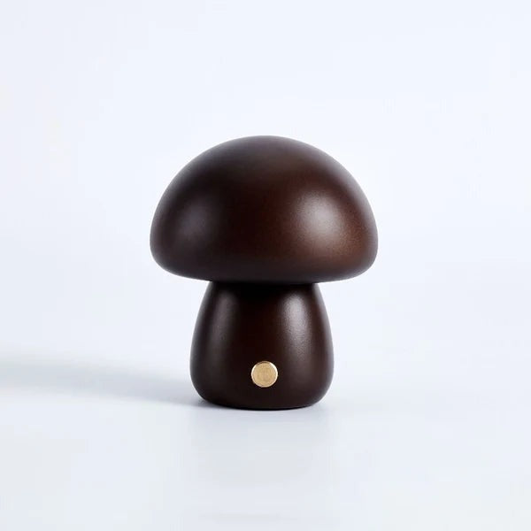 Otto Mushroom Table Lamp – white background, espresso finish, small size