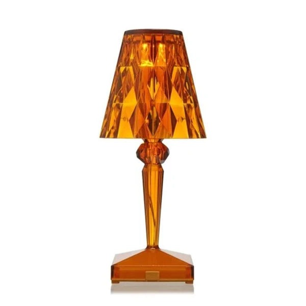 Kira Crystal Lamp – white background, amber finish