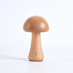 Otto Mushroom Table Lamp – white background, light oak finish, unlit