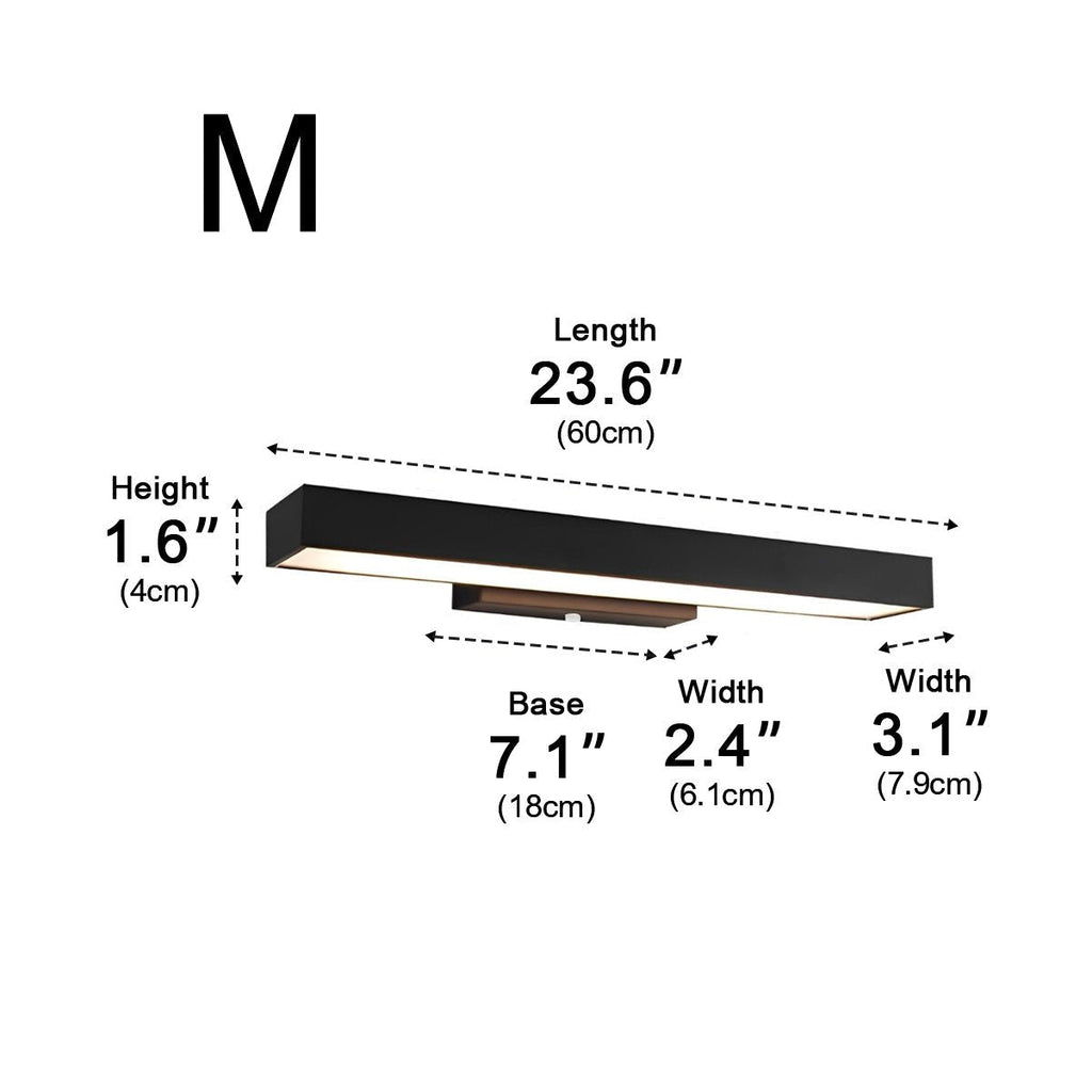 Rectangular Motion Sensor Outdoor Wall Light – dimensions diagram, 60 cm long