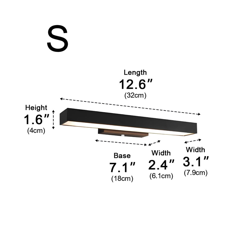 Rectangular Motion Sensor Outdoor Wall Light – dimensions diagram, 32 cm long