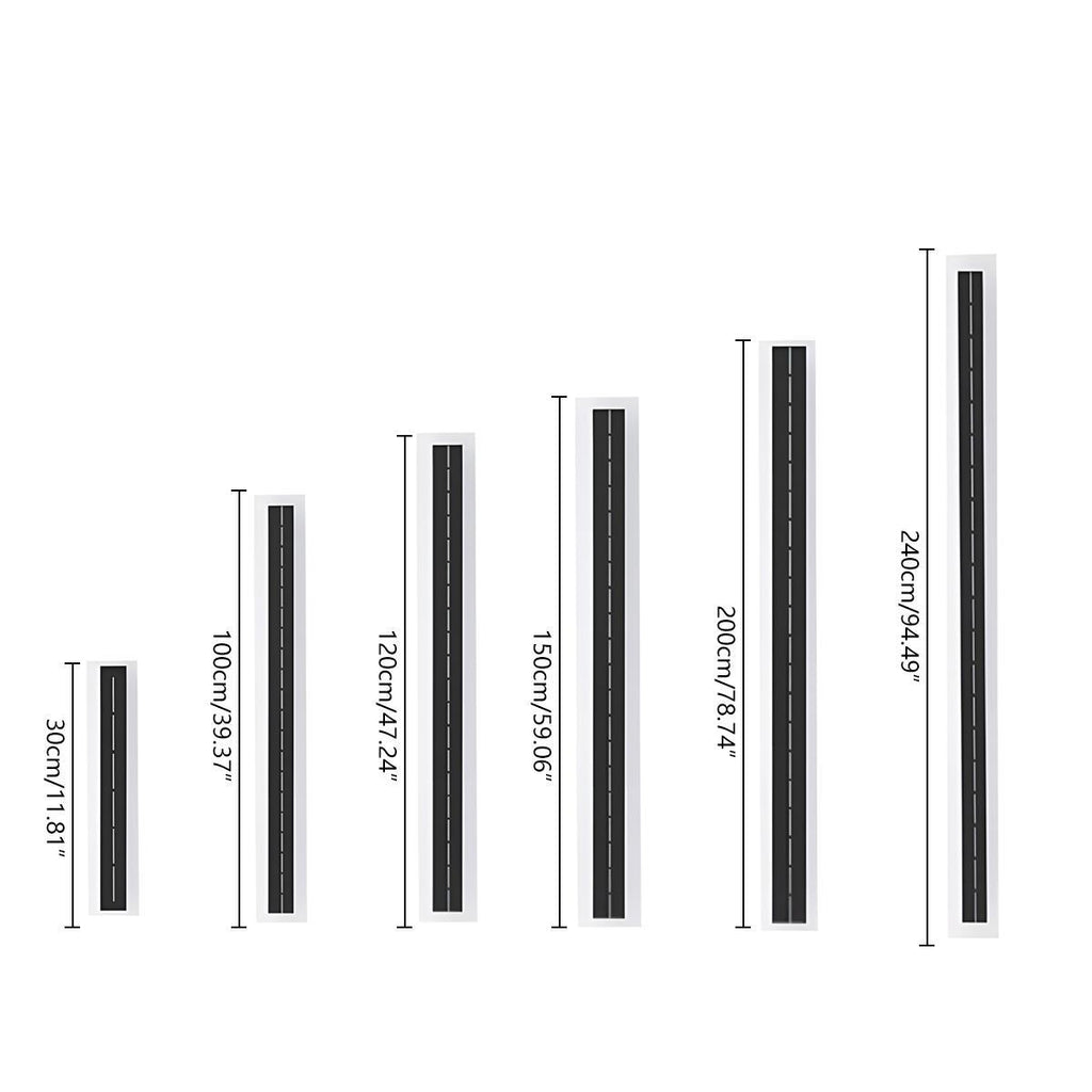 Solar LED Strip Porch Wall Light – dimensions diagram, six sizes, 30 to 240 cm