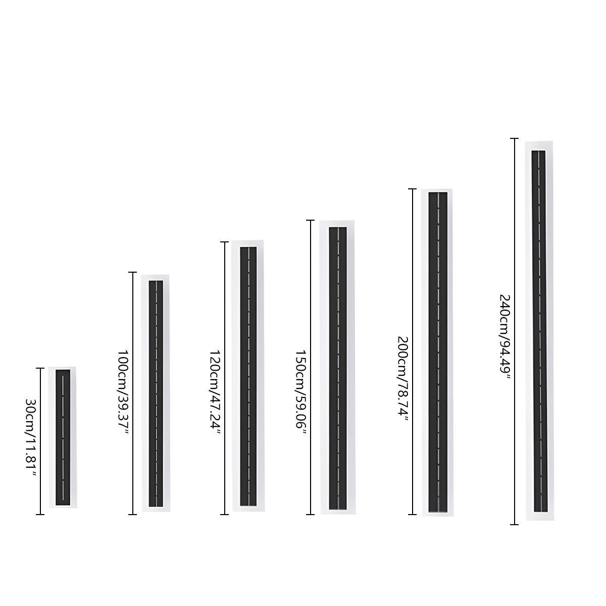 Solar LED Strip Porch Wall Light – dimensions diagram, six sizes, 30 to 240 cm
