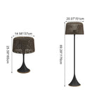 Woven Solar Outdoor Floor Lamp – dimensions diagram, 65 cm and 176 cm sizes