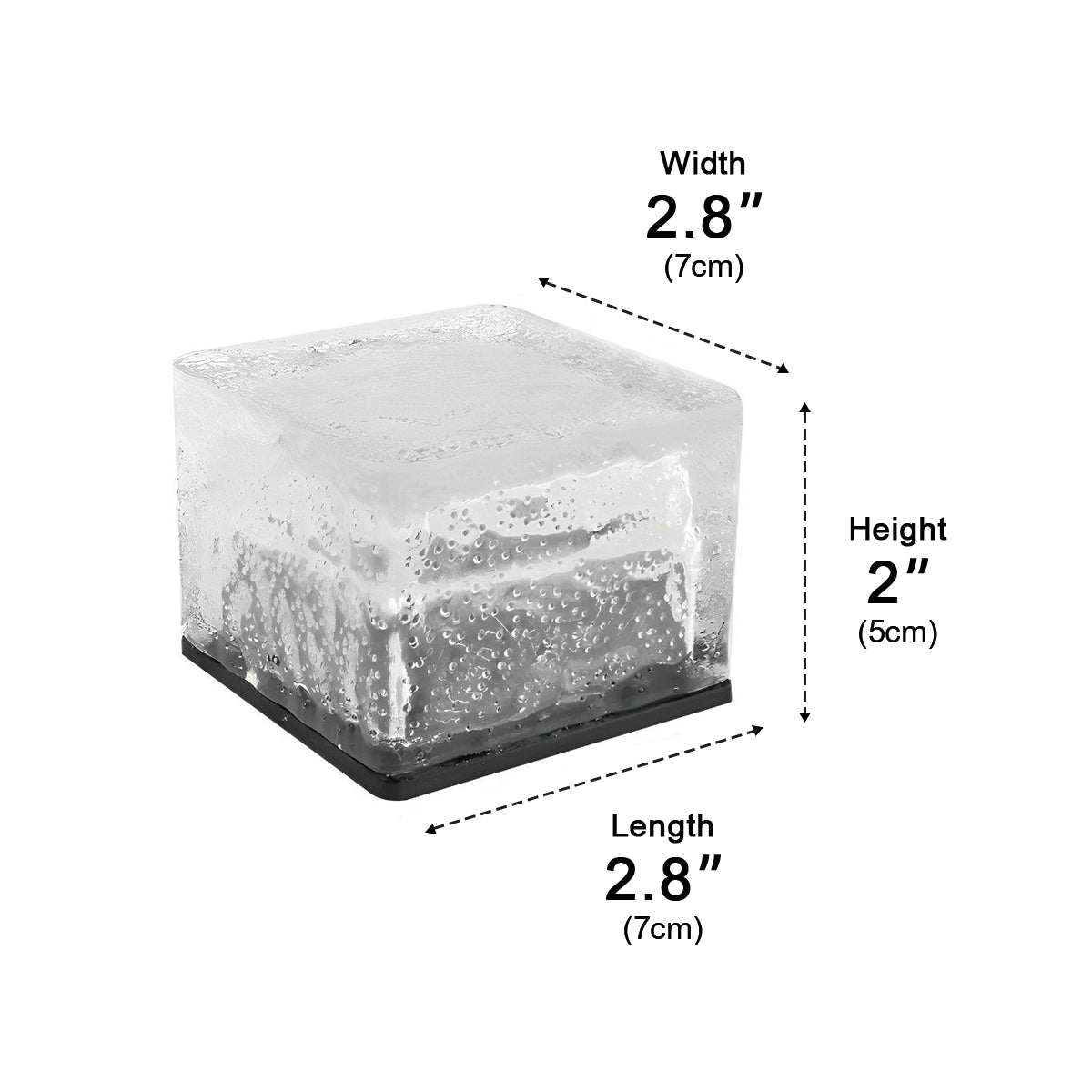 Solar Ice Brick Garden Lights – dimensions diagram, 7 cm