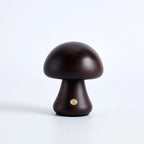 Otto Mushroom Table Lamp – white background, dark walnut finish, unlit