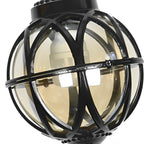 Outdoor Glass Ball Chandelier – close-up of the black cage frame, white background
